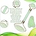 Jade Roller, Jade Roller for Face, Jade Roller Massager, Natural Jade Facial Roller, Anti Aging for Face Eye Bags Therapy- Double Neck Healing Slimming Massager with Gua Sha Scraping Tool