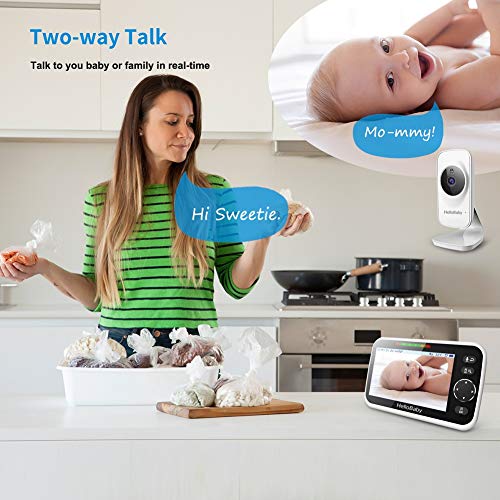 HelloBaby 5\'\' Video Baby Monitor with Camera and Audio, Color LCD Screen, Infrared Night Vision Camera, Temperature Display, Lullaby, Two Way Audio and VOX Mode, HB50