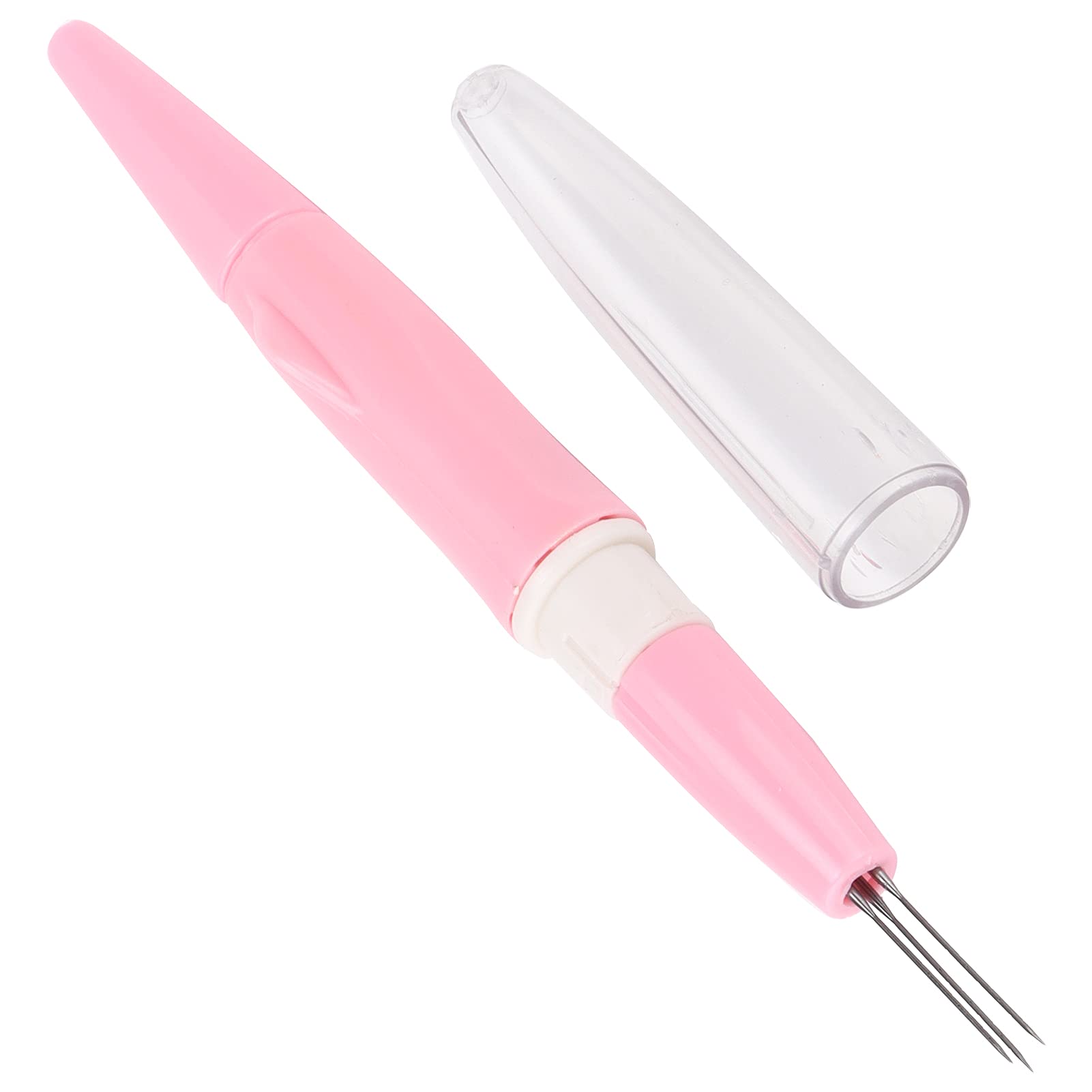 Felt Poke Needle, Pen Type Handl Comfortable Feel 3 Needle Felting Pen PlasticIron Needle Felting Pen for Household Use for Expert Felter(Pink)