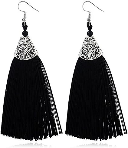 Elogoog Women Girl Vintage Long Tassel Dangle Earrings Bohemia Ethnic Ladies Jewelry