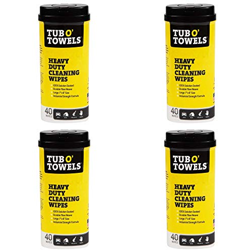 Tub O Towels Heavy-Duty 7" x 8" Size Multi-Surface Cleaning Wipes, 40 Count Per Canister - 4 Pack