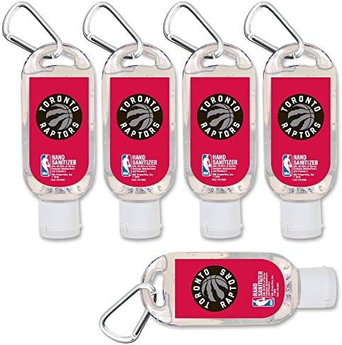$2.00 OFF Toronto Raptors Hand Sanitizer with Clip, 5-Pack. Moisturizers Aloe Vera and Vitamin E. (1.5 oz Containers) NBA Basketball Gear for Men and Women, Stocking Stuffers