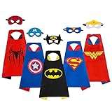 MIJOYEE Superheros Capes Mask Costumes Kids 5Pcs Cartoon Dress Up Double-Sided Costumes