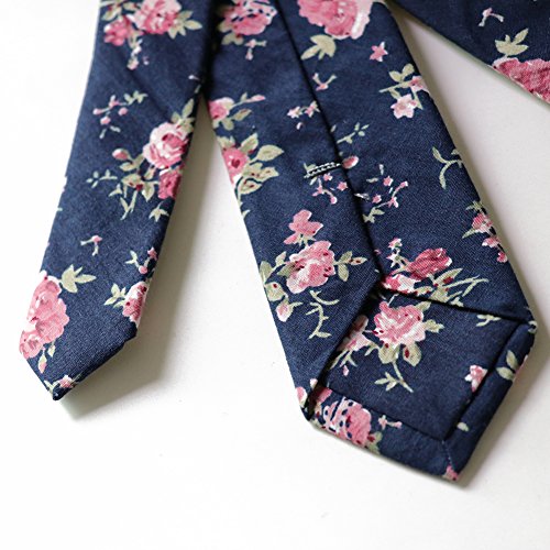 Floral Tie Men's Cotton Printed Flower Neck Tie Skinny Neckties (8502)