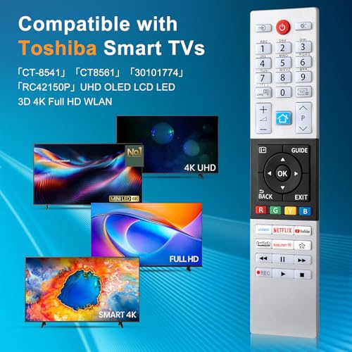 para Mando-Toshiba-TV, Universal Mando a Distancia para Original Toshiba Smart TV, con 6 Atajos