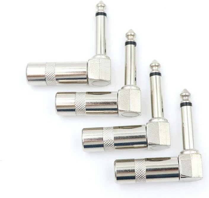 Connectors - 4pcs 1 4 Inch 6.35mm Jack Right Angle Male Mono Plug L Shape Connector - Mono Jack Connector Socket 35mm Extension Pickup 6mm Audio Headphone 2 Jack Headphone 6 Guitar Jack Gu