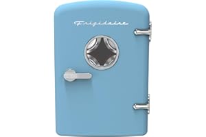 Frigidaire Retro 9-Can Mini Personal Fridge Portable Cooler for Car, Office, Bedroom, Dorm Room, or Cabin, 11.8" D x 7.1" W x 10.1" H, BLUE