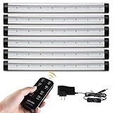 Albrillo Dimmable Remote Control LED Under Cabinet Lighting (6-Bar-Kit, Warm White 3000K)
