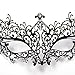 Signstek Red Rhinestones Metal Luxury Venetian Laser Cut Masquerade Filigree Mask (Black/Clear Stones)