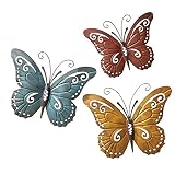 Nature Inspired Metal Butterfly Wall Art Trio for Indoor or Outdoor Use, Multi