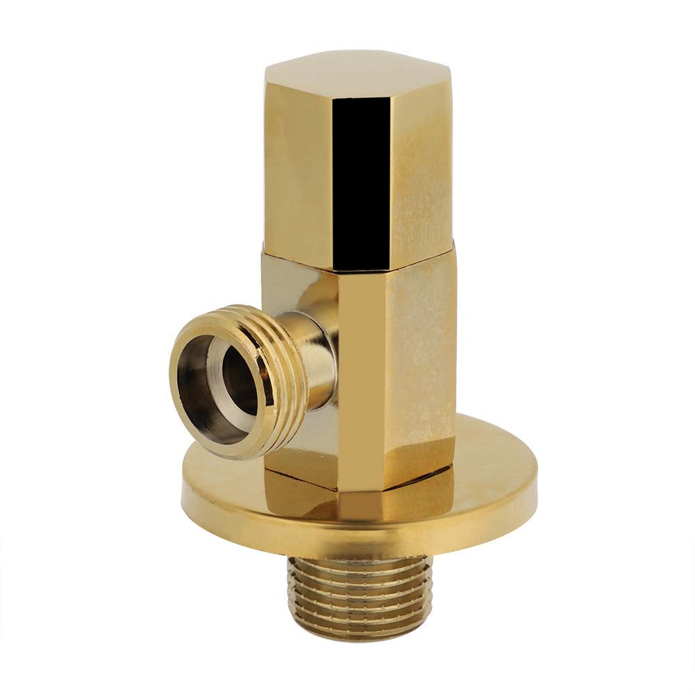 Faucet Angle Valve Brass Gold Water Angle Valve Bathroom Water Stop Valve Thread 1/2"