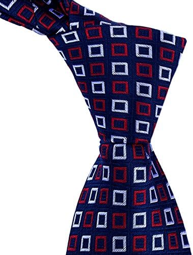 Navy Blue Tie with Red and White Geometric Square Patterd by TieThis | The Metropolitan Tie
