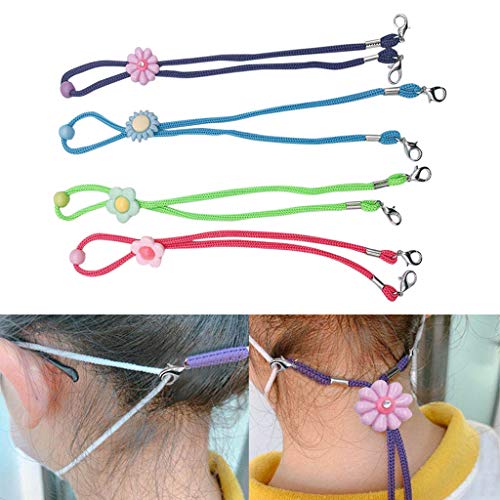 4PC Adjustable Length Face Bandana Lanyard - Comfortable Handy & Convenient Safety Holder & Hanger -Easy On & Off