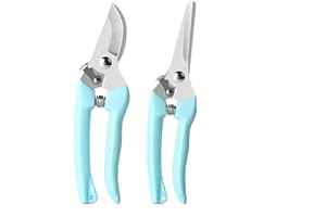2 PACK Pruning Shears, Stainless Steel Garden Shears, Sharp Handhled Gardening Scissors, Bypass & Straight Blade Garden Clipp