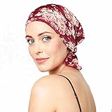 Chemo Beanies (Burgundy Floral Pleated Knit)