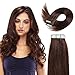 20 Inch Tape In Hair Extensions 100% Remy Straight Tape Human Hair Extensions 20pcs 50g/pack (#4) Medium Brown