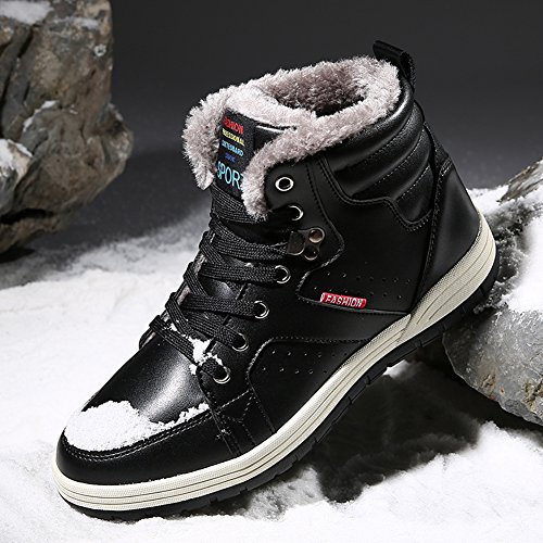 Mens Leather Snow Boots Lace Up Ankle Sneakers High Top Winter Shoes