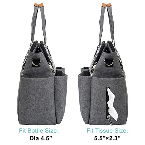 image for Lekebaby Large Diaper Bag Tote Satchel Messenger for Mom and Girls in 