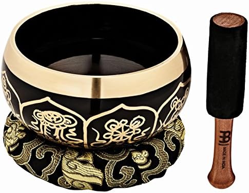 Meinl Sonic Energy Ornamental Singing Bowl with Resonant Mallet, Cushion and Gift Box — Made in India — for Meditation, Yoga and Sound Healing Therapy, 4.13", 2-Year Warranty (SB-OR-400-BK)