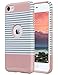 ULAK Case for iPod Touch 5 & 6, Slim Fit Dual Layer Hybrid Protective Case Hard Cover for Apple iPod Touch 5 6th Generation(Minimal Rose Gold Stripes)