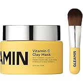 Gleamin Vitamin C Clay Mask for Dark Spots, Turmeric Clay Face Mask Skin Care, Deeply Cleanses & Refines Pores, Brightens Uneven Tone and Helps Improve Post-Blemish Scarring & Texture, Up to 20 Uses