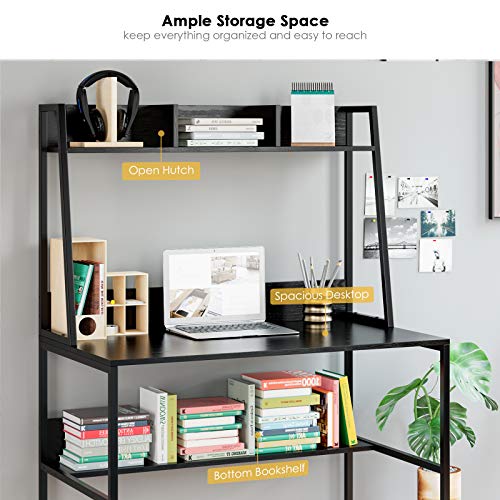 Kealive 47.2 Inch Computer Desk with Hutch, Home Office Desks with