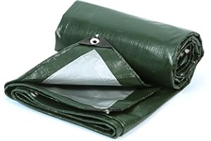 Green Tarps Heavy Duty Waterproof, Polyethylene Tarp Cover for Patio Enclosures Plants Gardens Chicken Coops, 6.5x6.5Ft Water