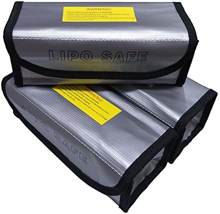 DIGSELL 3 Pack Fireproof Explosionproof Lipo Battery Safe Bag Lipo Battery Guard Safe Bag For Charging And Storage(185x75x60mm)