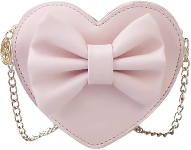 Amazon Aboofan ハート型ショルダーバッグpu蝶結びミニ小銭入れクロスボディハンドバッグスリングバッグ財布女の子用新年ギフトピンク ジュエリー 通販