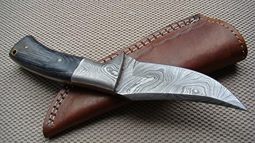 Damascus Steel Knife Custom Handmade - 8.00 Inches Skinner Bolster with Buffalo Horn