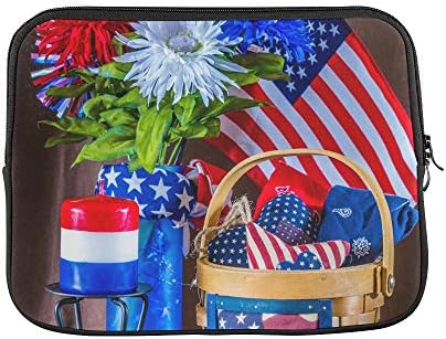 Design Custom Patriotic Candle Basket Daisy Flower American Flag Sleeve Soft Laptop Case Bag Pouch Skin for MacBook Air 11"(2 Sides)