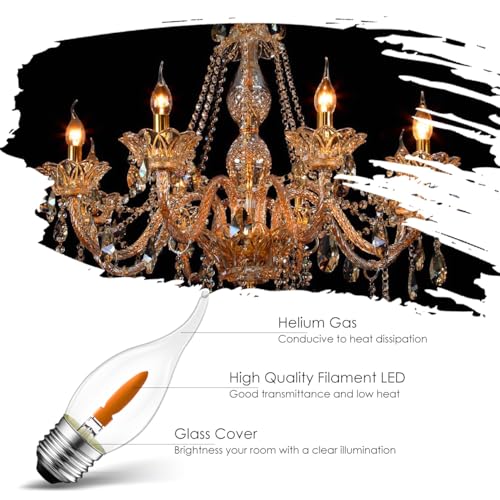 LVWIT LED Flame Bulb, Retro Flickering Flame Bulb E27, Warm Light 1800K, Orange Filament Bulb 35 Lumens, Ideal for Daily Christmas and Party Decoration (6U, 2 Modes)