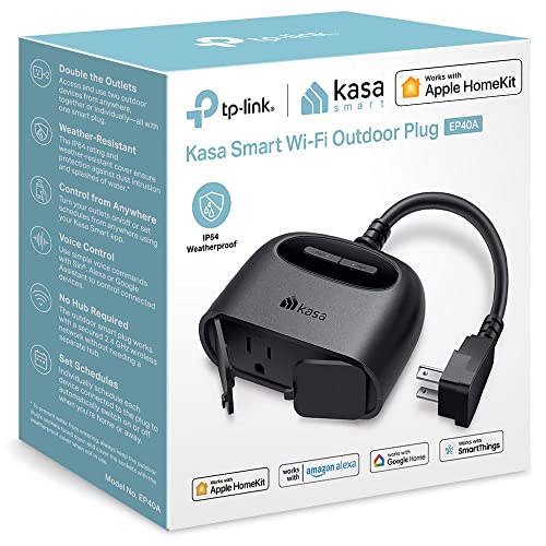 Kasa Apple HomeKit Outdoor Smart Plug, EP40A, 2 Sockets, No Hub Required