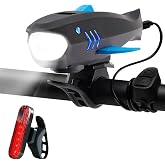 LESOVI Bike Horn with Light, 120dB Electric Bicycle Bell &amp; 400LM Rechargeable Headlight, IPX4 Waterproof Kids Bike Accessories for Boys/Girls, Scooters