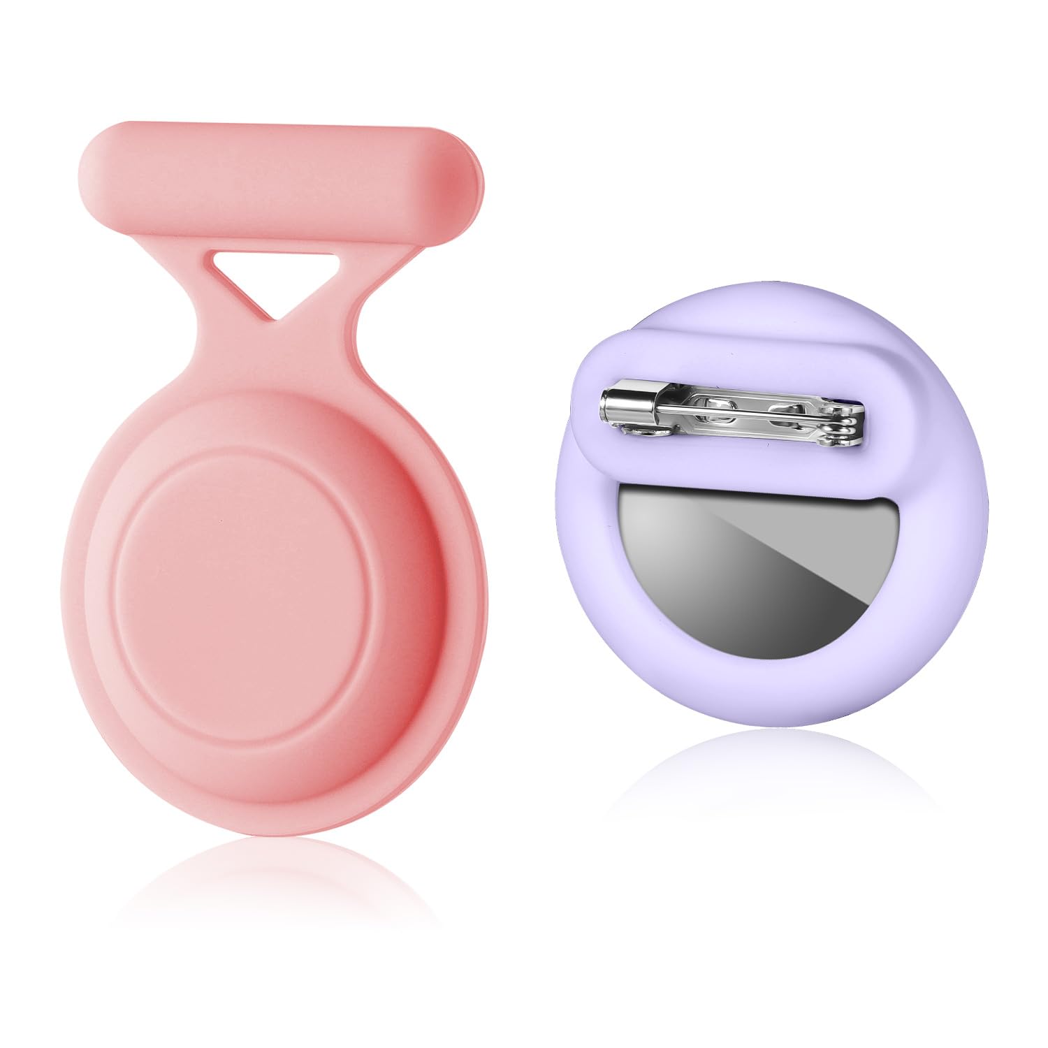 2pcs Hidden Kids Holder for Airtag, Silicone Case with Safety Pins Waterproof Drop-Proof Holder Cover Compatible with Apple Air Tag for Elderly Suitcases Pack Backpacks Pets Clothing (Purple, Pink)