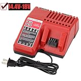 Fhybat Replacement M18 Battery Charger for Milwaukee 14.4v-18v Red Lithium ion Rapid Charge 48-59-1812