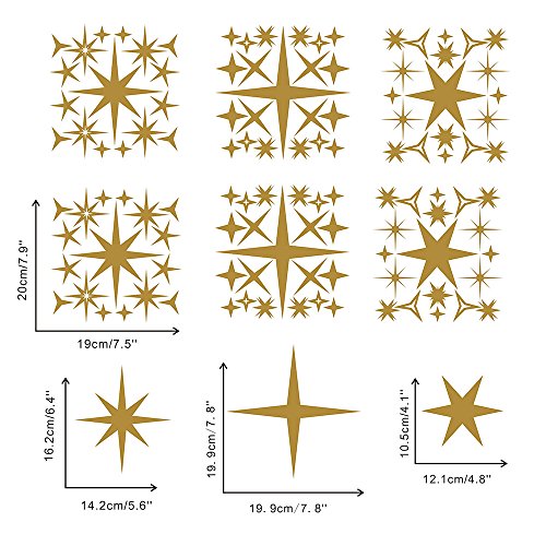 TOARTi DCTOP Sparkle Star Wall Decal Gold Stars Wall Stickers Removable