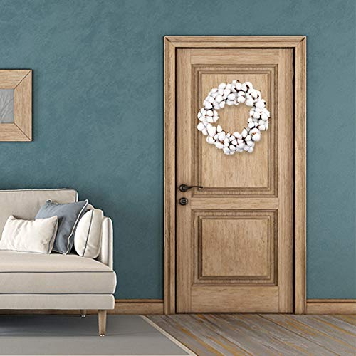 POPLAY 12 Inch Cotton Wreath Cotton Boll Wreath Rustic Wreaths for Front Door Wedding Decoration