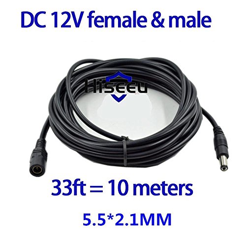 Hiseeu 30ft (10m) DC Power Extension Cable, 5.5mm x 2.1mm, 12V
