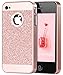 BENTOBEN Compatible with iPhone 4S Case, iPhone 4 Case, Sparkly Rhinestone Bling Cover Laminated with Luxury Shiny Synthetic for iPhone 4 4S, Rose Gold