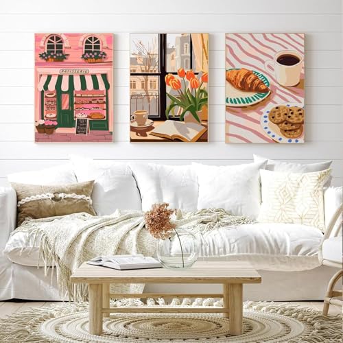 ChicAbode 6 Pack Paint by Numbers Kit , and Bread Theme DIY Acrylic Canvas Painting Set, Numbered Art for Home Wall Decor, for Adults, Coffee, 15x20 Cm