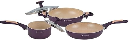 Wonderchef Burlington Aluminum Set, 5 Piece Set, Maroon/Beige