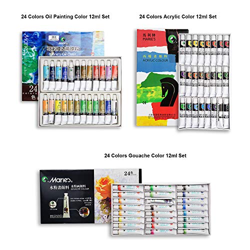 227-in-One Custom Artist Painting Drawing Art Kit with French Style Art Easel & Sketchbox, Perfect for Oil Watercolor Painting, Beginner, Professional -Lightwish