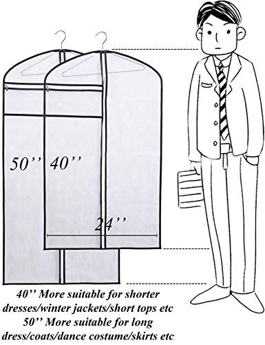 KIMBORA Hanging Garment Bags for Closet Clothes Storage Clear Dust Covers Breathable Light weight Suit Bags with Accessories Zipper Pocket (White, 5) - Thumbnail 4