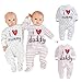 Newborn Baby Pure Cotton Long Sleeve Romper I Love Mommy Daddy Footed Jumpsuit (0-6 Months, Father Print)