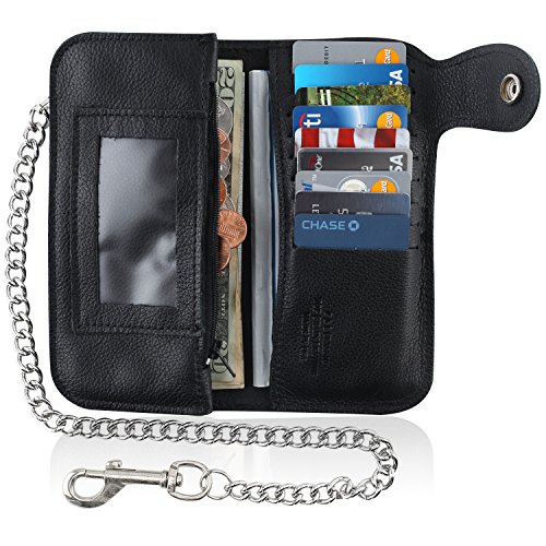 Men's Chain Wallet Made In USA 100 cow leather Bifold Long Style