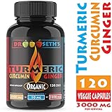 Organic Turmeric Curcumin w/Ginger & Bioperine 3000mg ~ Highest Potency Available. Joint Pain Relief - Anti-Inflammatory, Antioxidant, Joint Support w/ 95% Standardized Curcuminoids Non GMO USA
