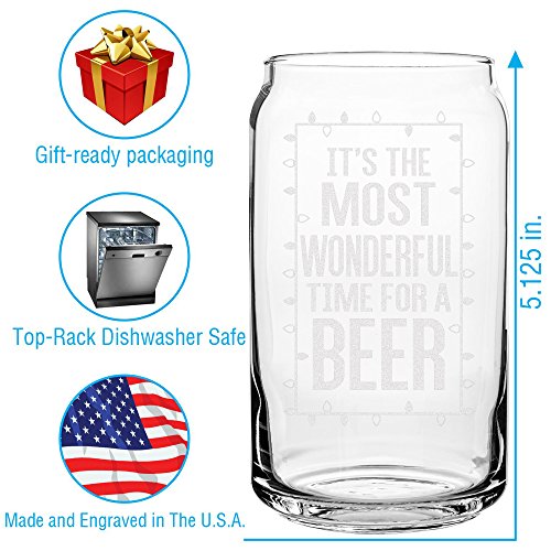 Beer Can Glass-It's The Most Wonderful Time For A Beer-Funny Christmas Present for Men and Women - //coolthings.us