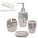 4 Piece Beige Ceramic Bathroom Accessories Set/Toothbrush Holder, Lotion Dispenser, Soap Dish & Tumbler
