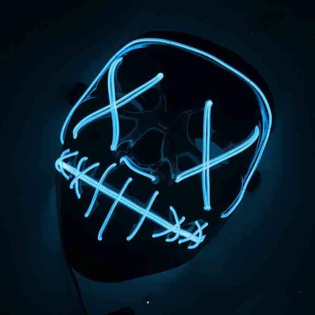ZYJ-AWASA EL Wire Mask Led Halloween Horror Light Up Scary Mask - Light Up Scary Mask Halloween Costume Led Costume EL Light Up Face Mask for Festivel Parties Face Costume Mask (Blue)